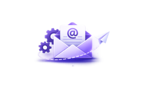 Glowing envelope with paper airplane trail for email marketing